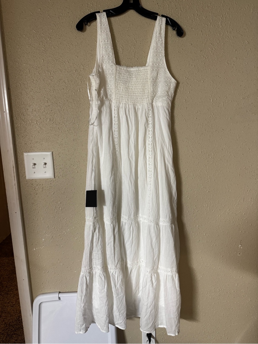Lulu's White Smocked Tiered Midi Dress - Picture 1 of 7